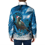 Tui Bird New Zealand Christmas In July Padded Jacket NZ Aroha Koru Fern Marble Vibes
