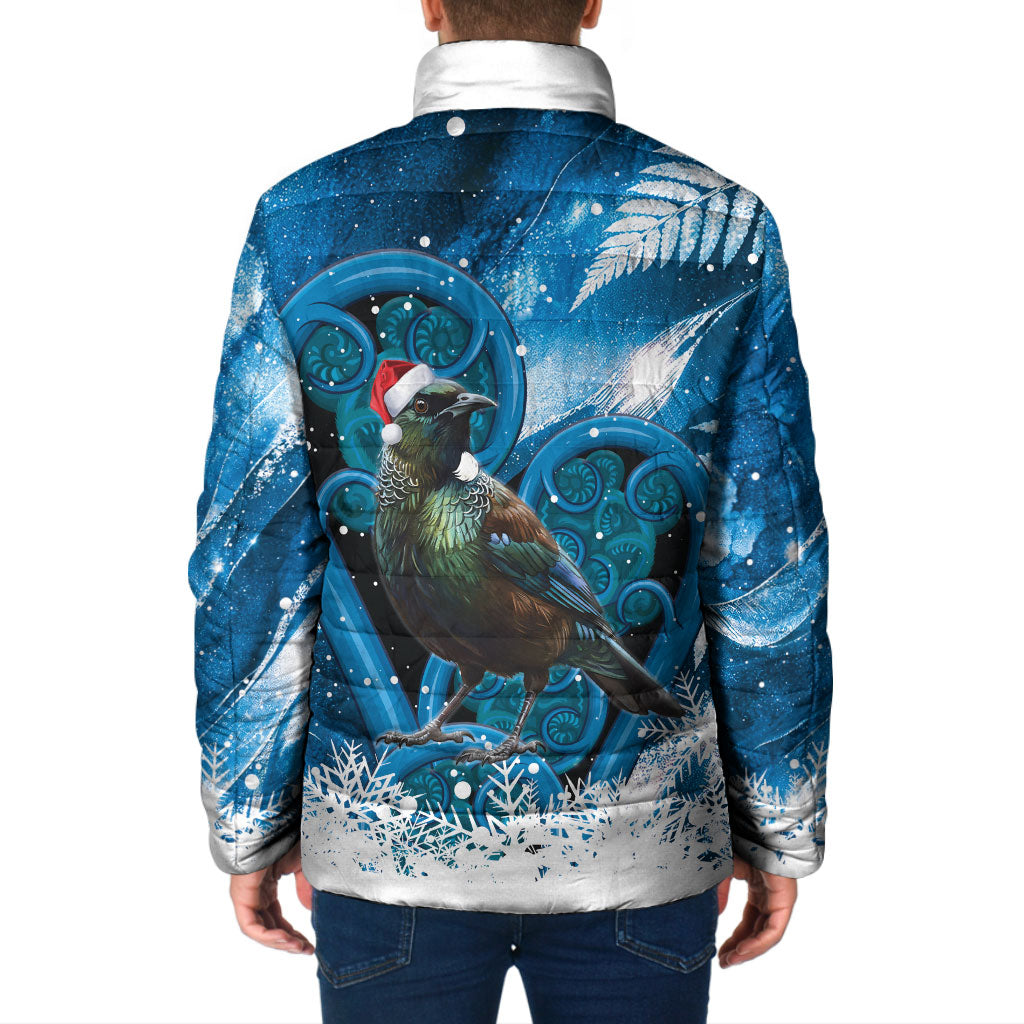 Tui Bird New Zealand Christmas In July Padded Jacket NZ Aroha Koru Fern Marble Vibes