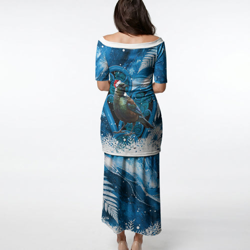 Tui Bird New Zealand Christmas In July Puletasi NZ Aroha Koru Fern Marble Vibes