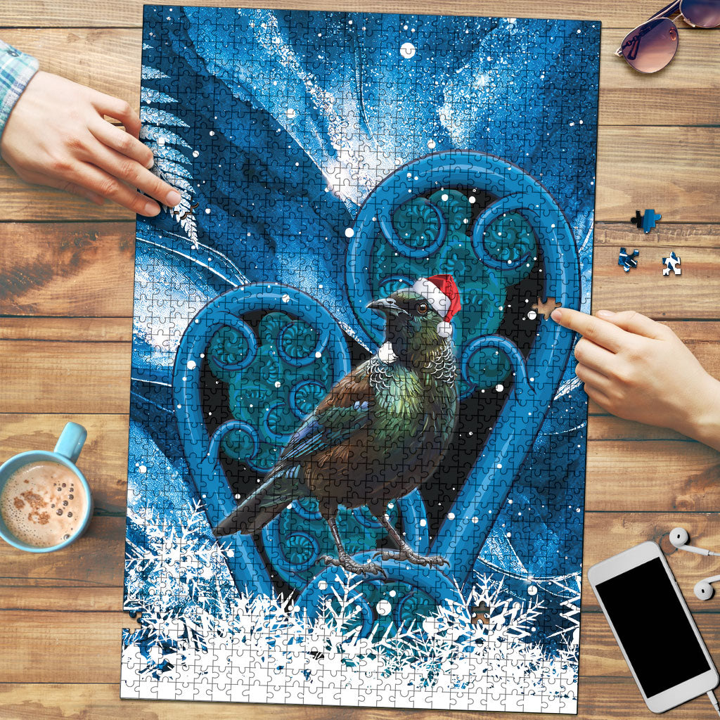 Tui Bird New Zealand Christmas In July Puzzle NZ Aroha Koru Fern Marble Vibes