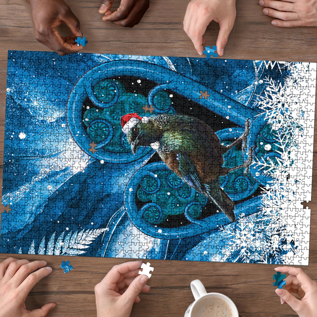 Tui Bird New Zealand Christmas In July Puzzle NZ Aroha Koru Fern Marble Vibes