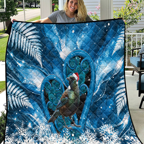 Tui Bird New Zealand Christmas In July Quilt NZ Aroha Koru Fern Marble Vibes