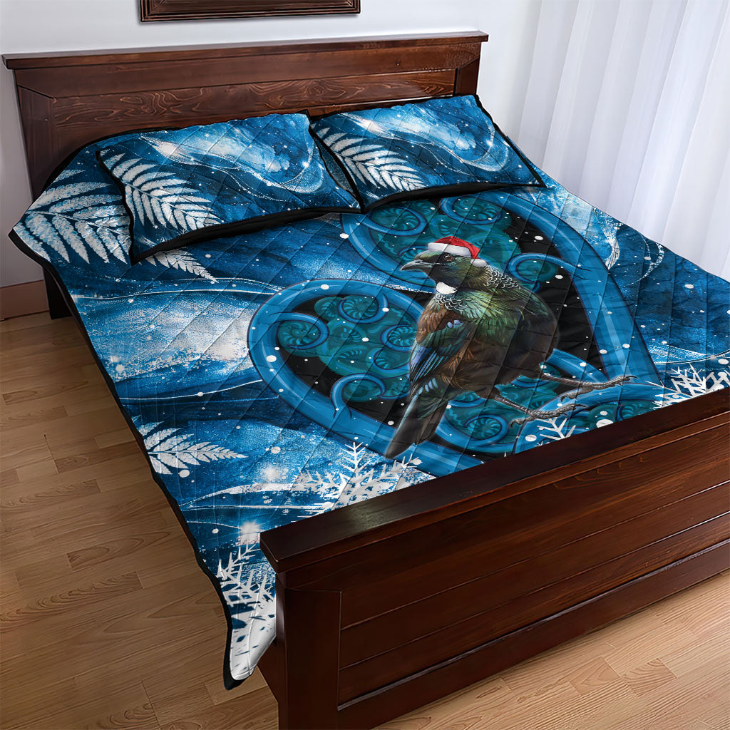 Tui Bird New Zealand Christmas In July Quilt Bed Set NZ Aroha Koru Fern Marble Vibes