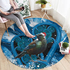 Tui Bird New Zealand Christmas In July Round Carpet NZ Aroha Koru Fern Marble Vibes
