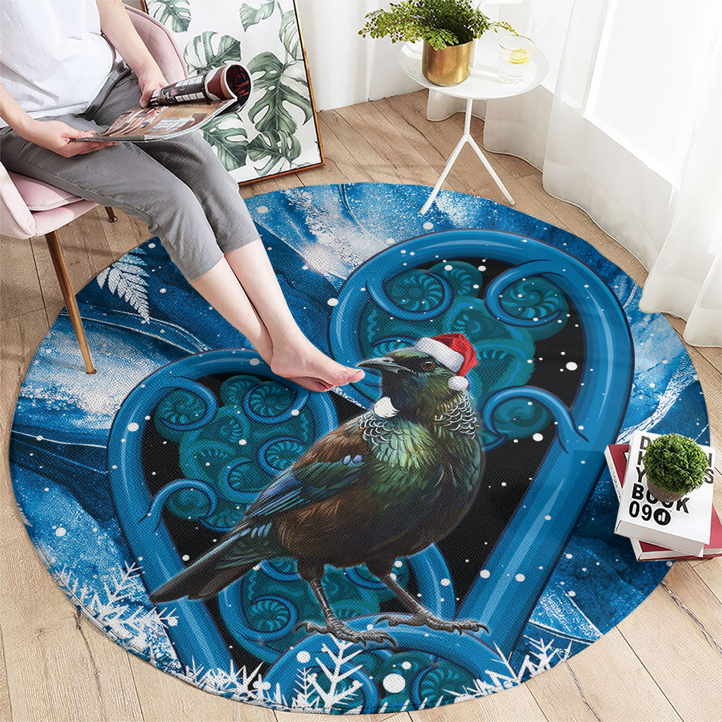 Tui Bird New Zealand Christmas In July Round Carpet NZ Aroha Koru Fern Marble Vibes