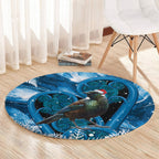 Tui Bird New Zealand Christmas In July Round Carpet NZ Aroha Koru Fern Marble Vibes