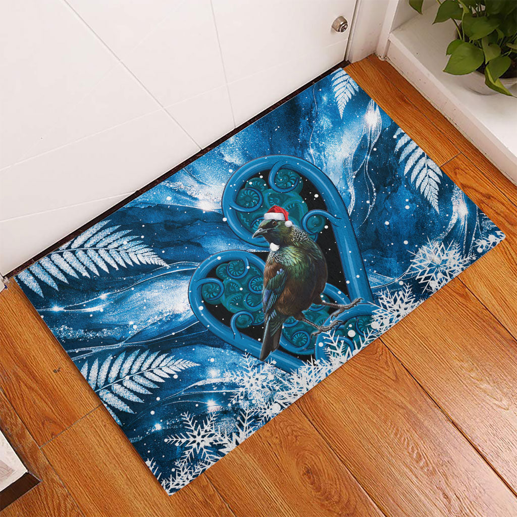 Tui Bird New Zealand Christmas In July Rubber Doormat NZ Aroha Koru Fern Marble Vibes