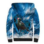 Tui Bird New Zealand Christmas In July Sherpa Hoodie NZ Aroha Koru Fern Marble Vibes