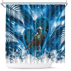 Tui Bird New Zealand Christmas In July Shower Curtain NZ Aroha Koru Fern Marble Vibes