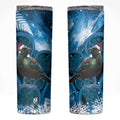 Tui Bird New Zealand Christmas In July Skinny Tumbler NZ Aroha Koru Fern Marble Vibes