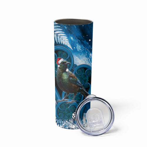 Tui Bird New Zealand Christmas In July Skinny Tumbler NZ Aroha Koru Fern Marble Vibes