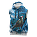 Tui Bird New Zealand Christmas In July Sleeveless Hoodie NZ Aroha Koru Fern Marble Vibes
