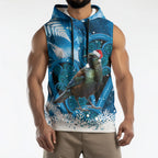 Tui Bird New Zealand Christmas In July Sleeveless Hoodie NZ Aroha Koru Fern Marble Vibes