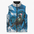 Tui Bird New Zealand Christmas In July Sleeveless Puffer Jacket NZ Aroha Koru Fern Marble Vibes