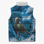 Tui Bird New Zealand Christmas In July Sleeveless Puffer Jacket NZ Aroha Koru Fern Marble Vibes