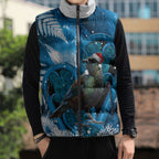 Tui Bird New Zealand Christmas In July Sleeveless Puffer Jacket NZ Aroha Koru Fern Marble Vibes