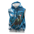 Tui Bird New Zealand Christmas In July Sleeveless Zip Hoodie NZ Aroha Koru Fern Marble Vibes
