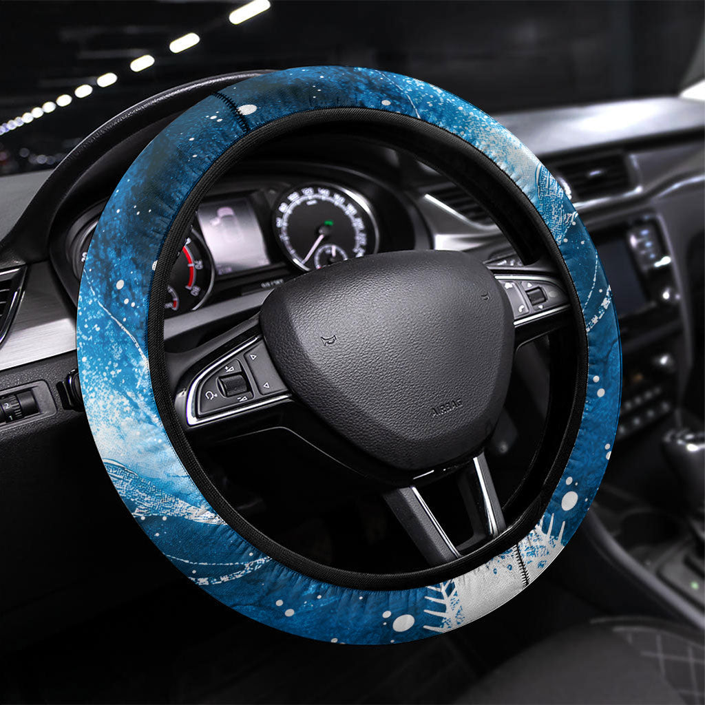 Tui Bird New Zealand Christmas In July Steering Wheel Cover NZ Aroha Koru Fern Marble Vibes