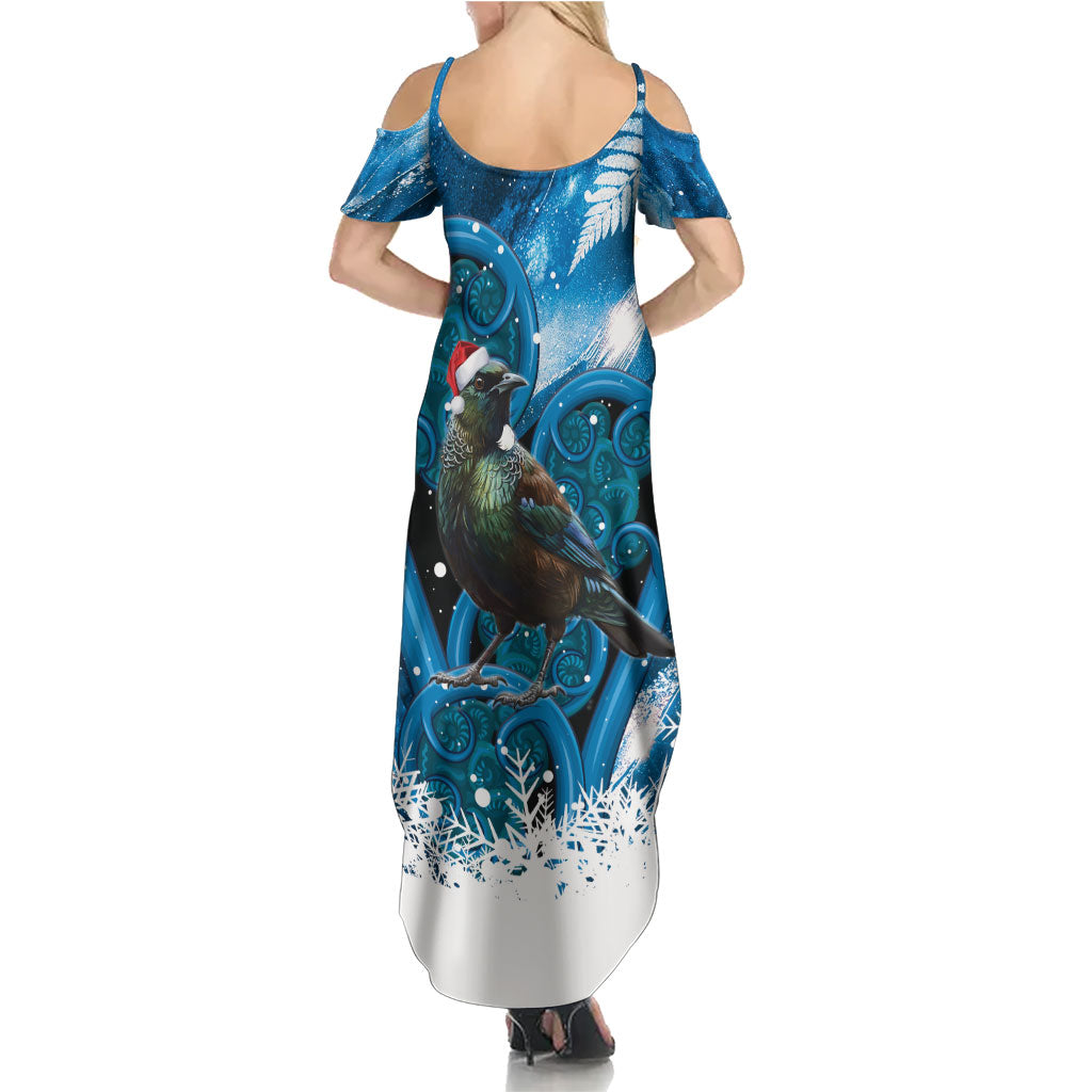 Tui Bird New Zealand Christmas In July Summer Maxi Dress NZ Aroha Koru Fern Marble Vibes