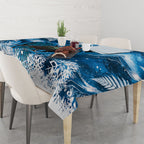 Tui Bird New Zealand Christmas In July Tablecloth NZ Aroha Koru Fern Marble Vibes