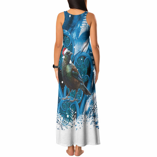 Tui Bird New Zealand Christmas In July Tank Maxi Dress NZ Aroha Koru Fern Marble Vibes