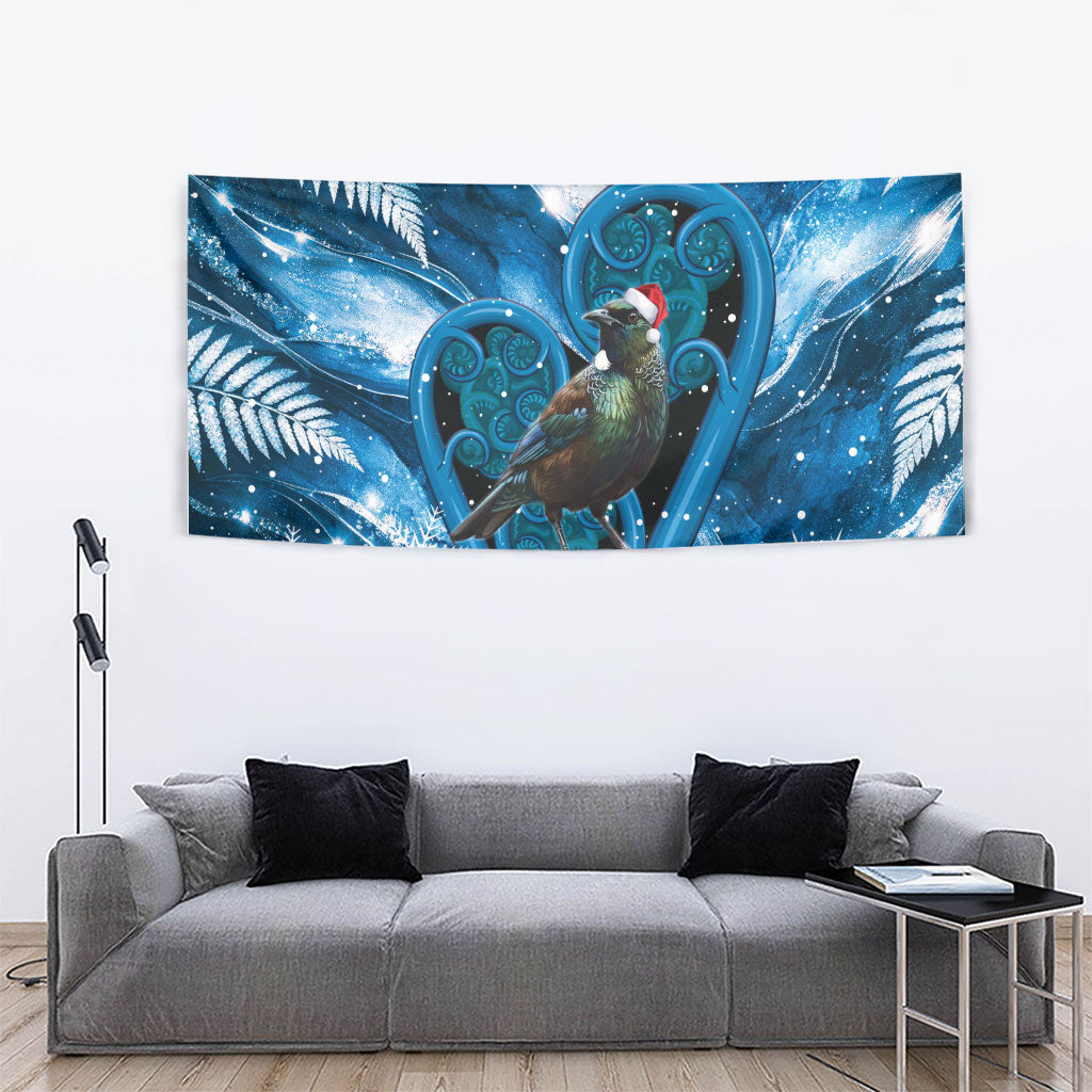 Tui Bird New Zealand Christmas In July Tapestry NZ Aroha Koru Fern Marble Vibes