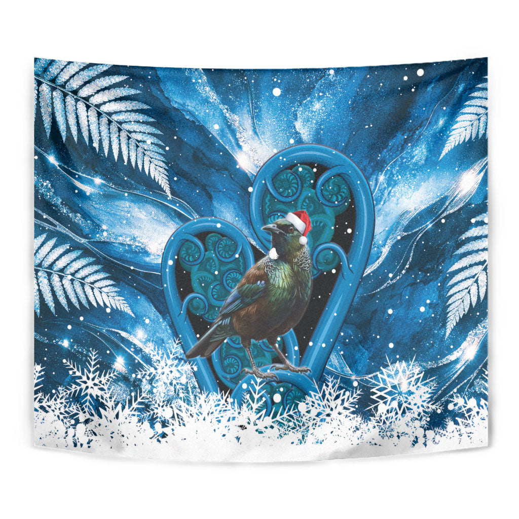 Tui Bird New Zealand Christmas In July Tapestry NZ Aroha Koru Fern Marble Vibes