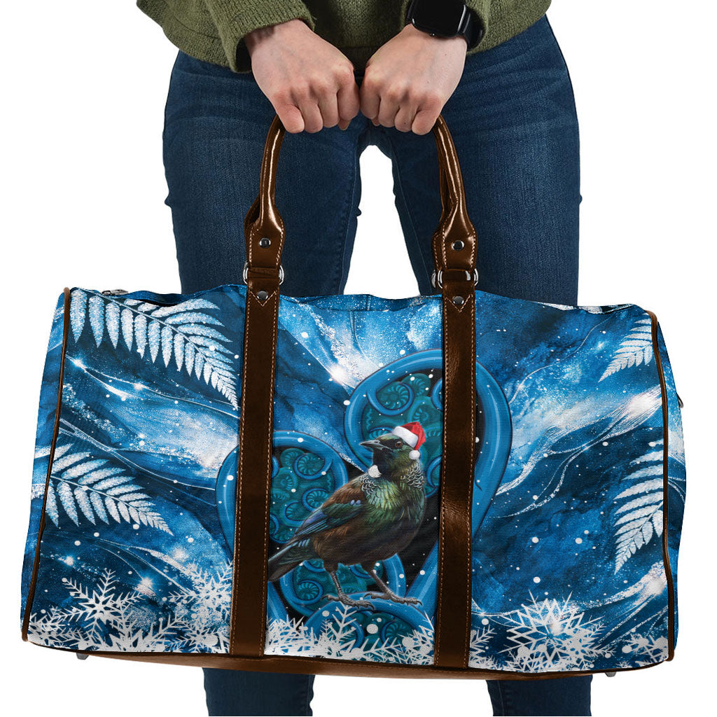 Tui Bird New Zealand Christmas In July Travel Bag NZ Aroha Koru Fern Marble Vibes