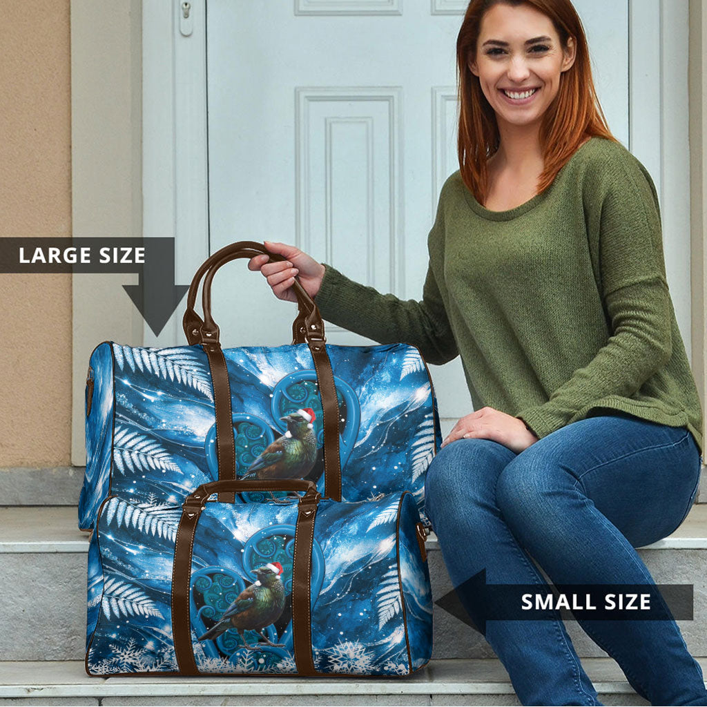 Tui Bird New Zealand Christmas In July Travel Bag NZ Aroha Koru Fern Marble Vibes