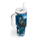 Tui Bird New Zealand Christmas In July Tumbler With Handle NZ Aroha Koru Fern Marble Vibes