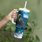 Tui Bird New Zealand Christmas In July Tumbler With Handle NZ Aroha Koru Fern Marble Vibes