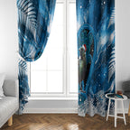 Tui Bird New Zealand Christmas In July Window Curtain NZ Aroha Koru Fern Marble Vibes