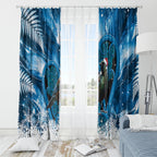 Tui Bird New Zealand Christmas In July Window Curtain NZ Aroha Koru Fern Marble Vibes