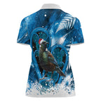 Tui Bird New Zealand Christmas In July Women Polo Shirt NZ Aroha Koru Fern Marble Vibes