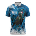 Tui Bird New Zealand Christmas In July Zipper Polo Shirt NZ Aroha Koru Fern Marble Vibes