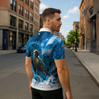 Tui Bird New Zealand Christmas In July Zipper Polo Shirt NZ Aroha Koru Fern Marble Vibes
