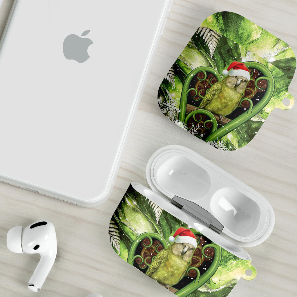 Kakapo New Zealand Christmas In July AirPods Case NZ Aroha Koru Fern Marble Vibes