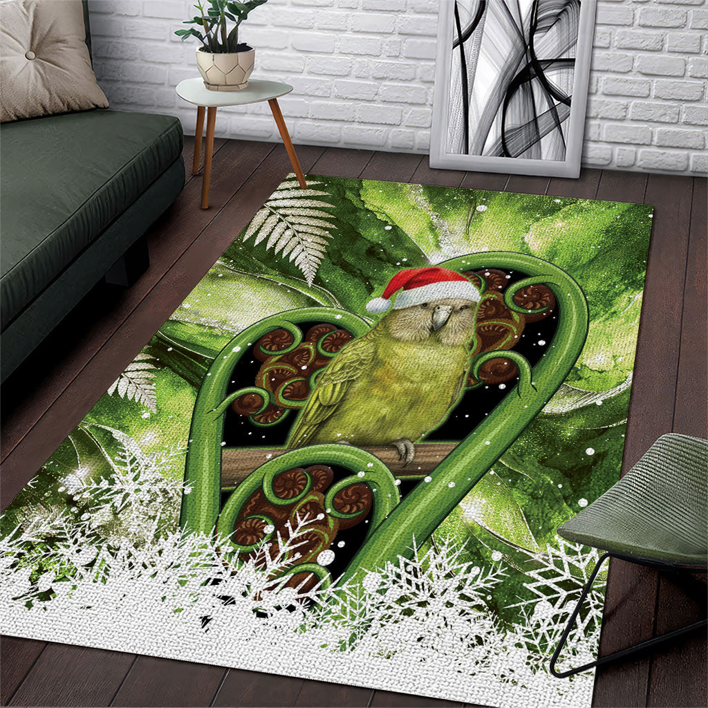 Kakapo New Zealand Christmas In July Area Rug NZ Aroha Koru Fern Marble Vibes