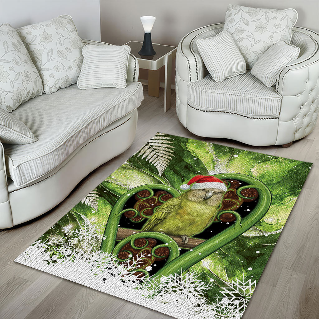 Kakapo New Zealand Christmas In July Area Rug NZ Aroha Koru Fern Marble Vibes