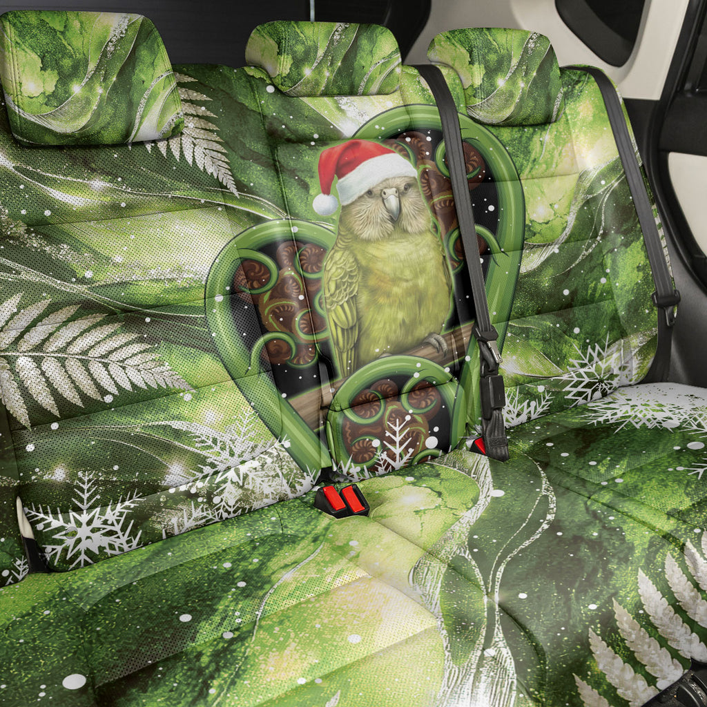 Kakapo New Zealand Christmas In July Back Car Seat Cover NZ Aroha Koru Fern Marble Vibes