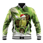 Kakapo New Zealand Christmas In July Baseball Jacket NZ Aroha Koru Fern Marble Vibes