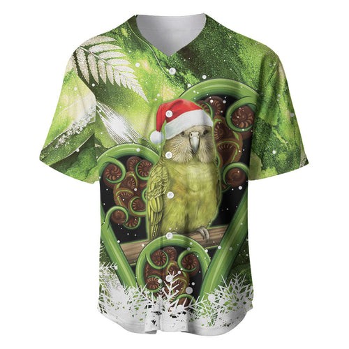 Kakapo New Zealand Christmas In July Baseball Jersey NZ Aroha Koru Fern Marble Vibes