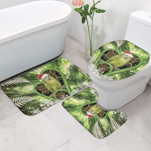 Kakapo New Zealand Christmas In July Bathroom Set NZ Aroha Koru Fern Marble Vibes