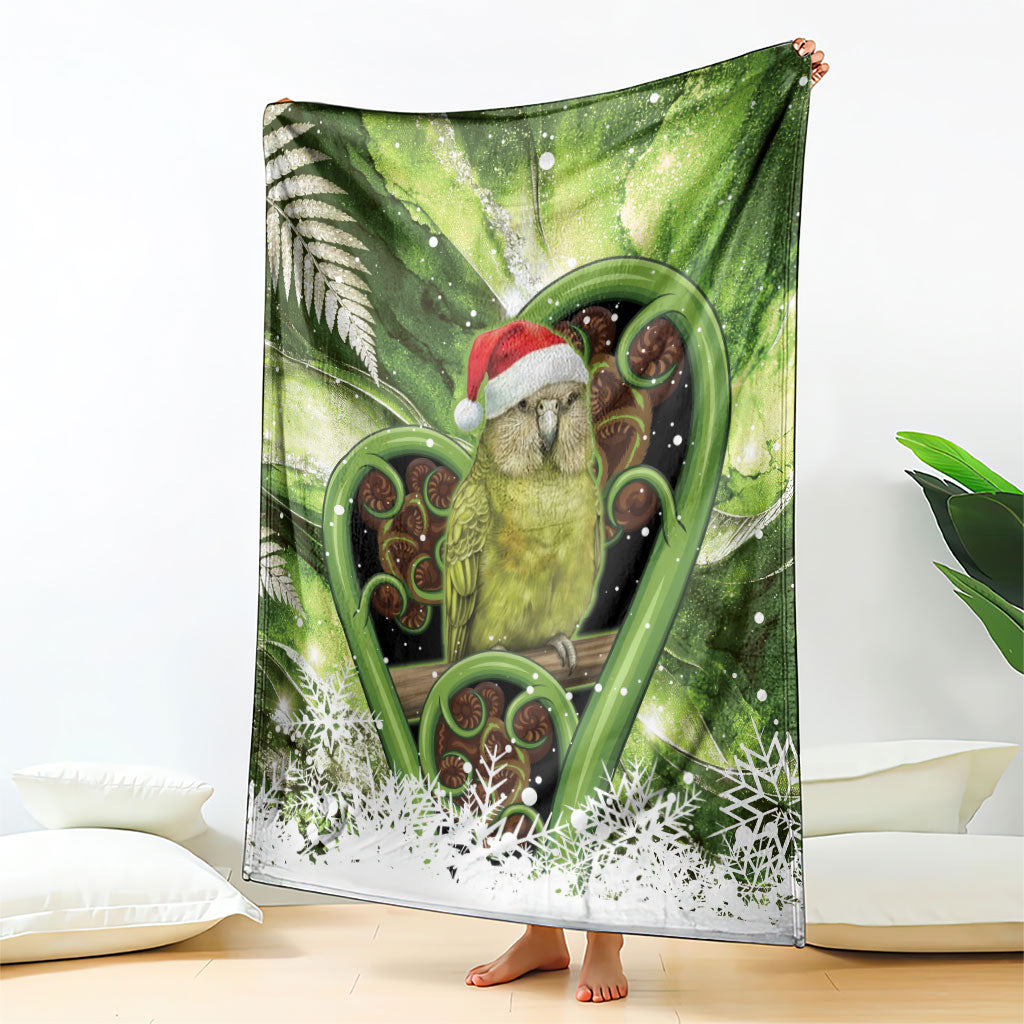 Kakapo New Zealand Christmas In July Blanket NZ Aroha Koru Fern Marble Vibes