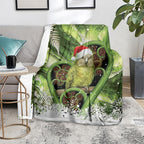 Kakapo New Zealand Christmas In July Blanket NZ Aroha Koru Fern Marble Vibes