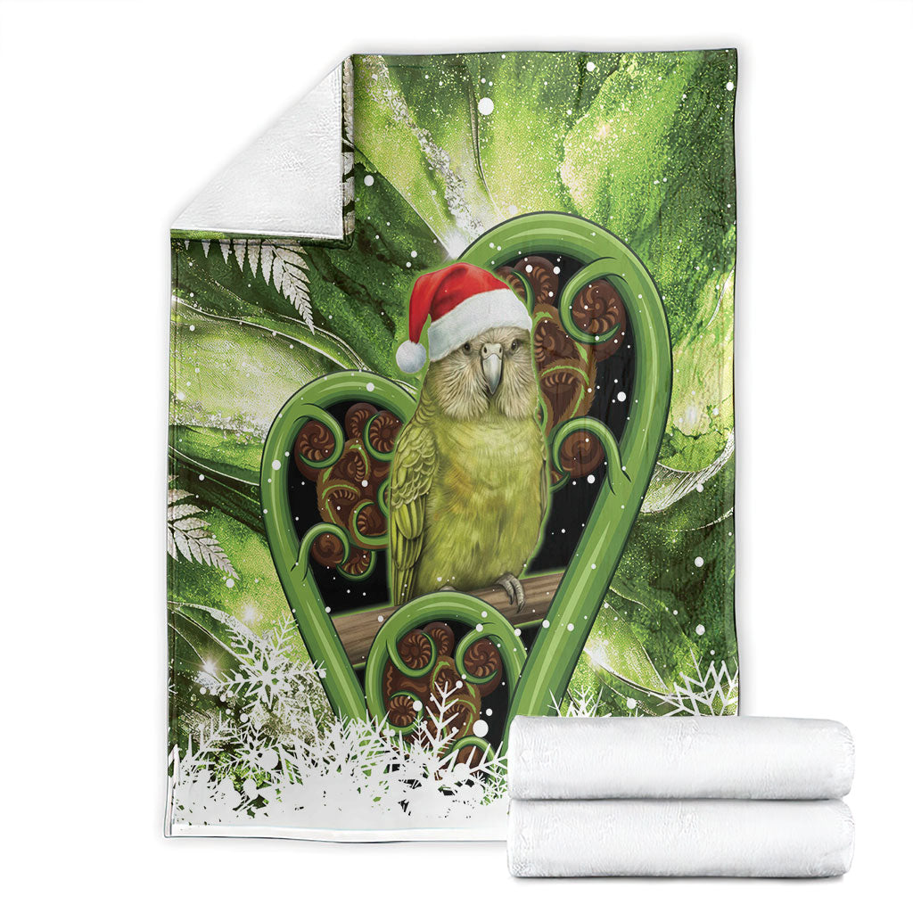 Kakapo New Zealand Christmas In July Blanket NZ Aroha Koru Fern Marble Vibes
