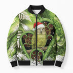 Kakapo New Zealand Christmas In July Bomber Puffer Jacket NZ Aroha Koru Fern Marble Vibes