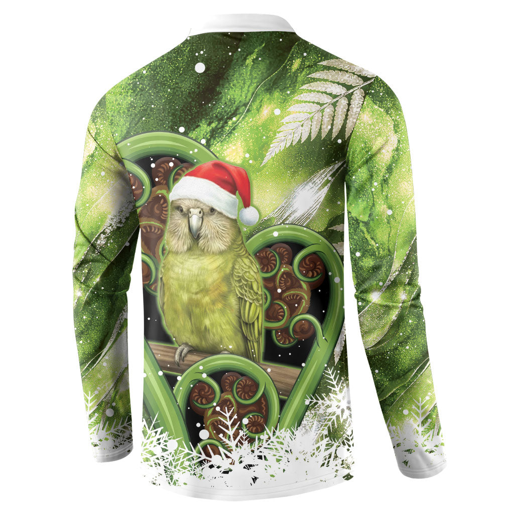 Kakapo New Zealand Christmas In July Button Sweatshirt NZ Aroha Koru Fern Marble Vibes