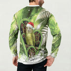 Kakapo New Zealand Christmas In July Button Sweatshirt NZ Aroha Koru Fern Marble Vibes