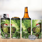 Kakapo New Zealand Christmas In July 4 in 1 Can Cooler Tumbler NZ Aroha Koru Fern Marble Vibes